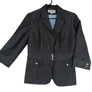 Sharagano Vintage‎ Blazer Womens 6 Charcoal Gray Business Military Lined Party